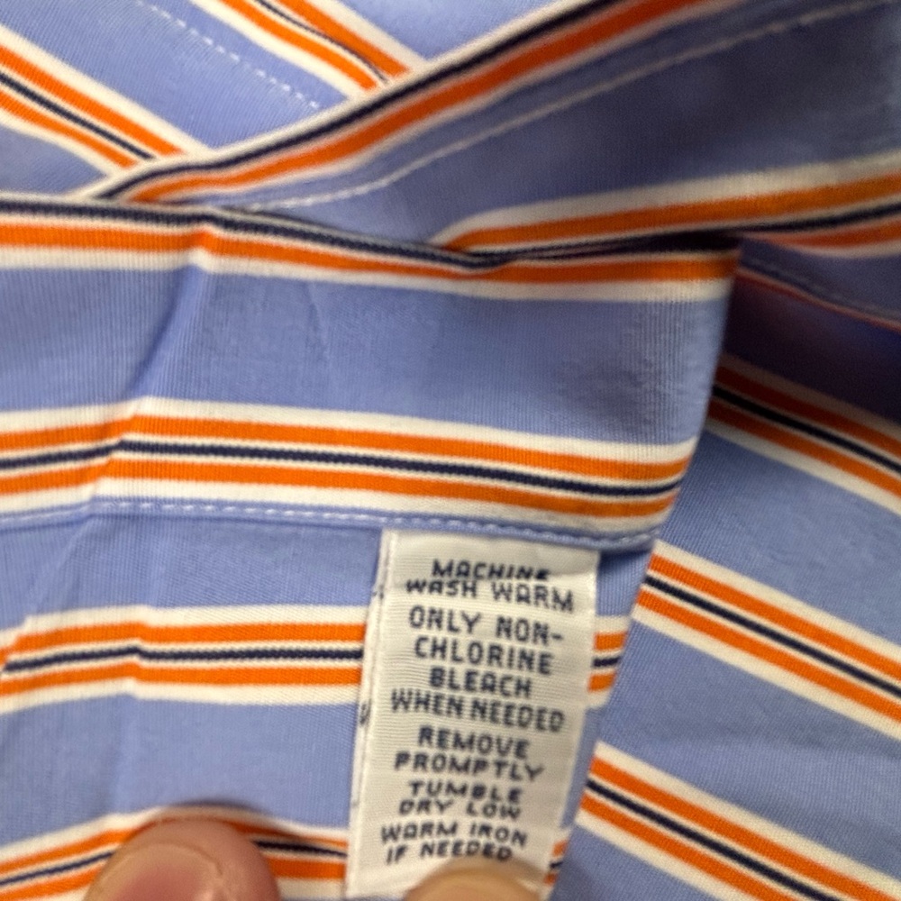 Ralph Lauren Blue Striped Button Down Shirt Orange White Classic Mens Size Small - Picture 4 of 9
